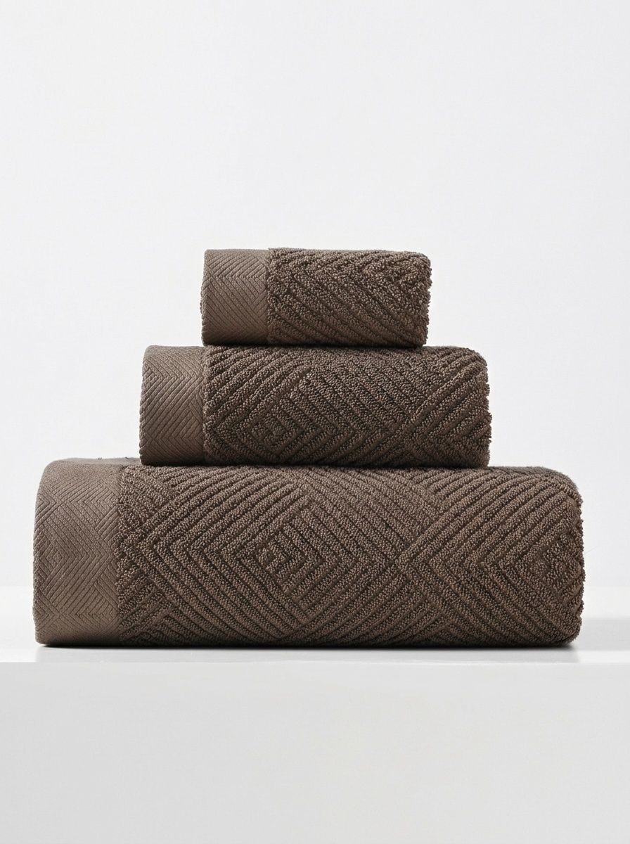 Soft Premium Cotton Textured Diamond Terry 3-Piece Towel Set