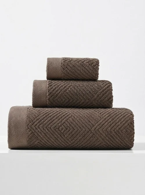 Soft Premium Cotton Textured Diamond Terry 3-Piece Towel Set
