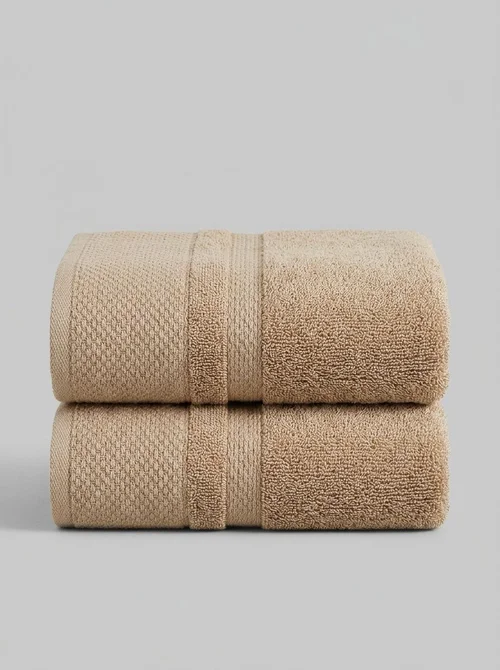 Premium Cotton Waffle & Terry Bath Towel 2-Piece Set - Soft & Absorbent