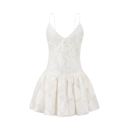 Women's V-Neck Floral Embroidered Backless Cami Dress KUN-00054