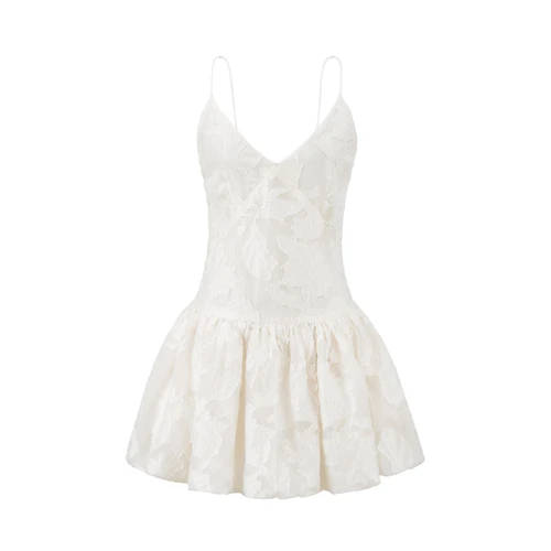 Women's V-Neck Floral Embroidered Backless Cami Dress KUN-00054