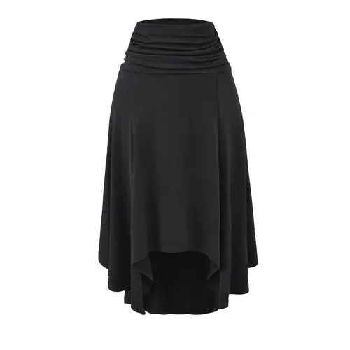 Damen-Rock, einfarbig, niedrig geschnitten, gerafft, asymmetrisch, KUN-00020