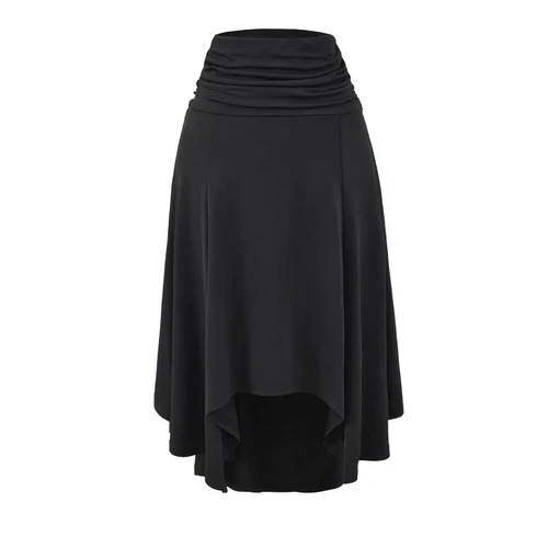 Women's Solid Low Waist Ruched Irregular Skirt KUN-00020