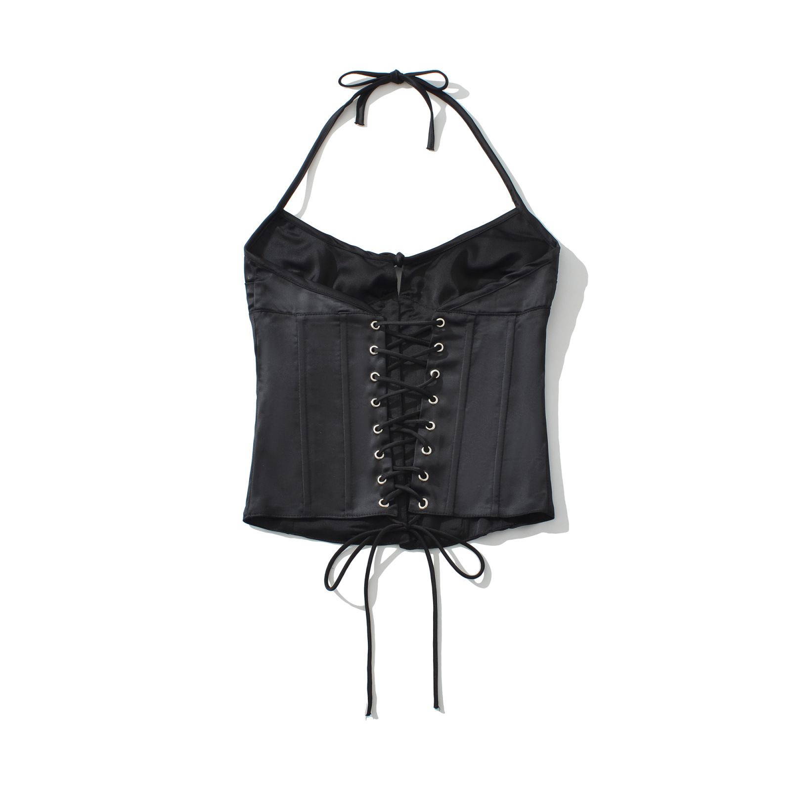 Top a corsetto in raso con spalline sottili regolabili KUN-00003