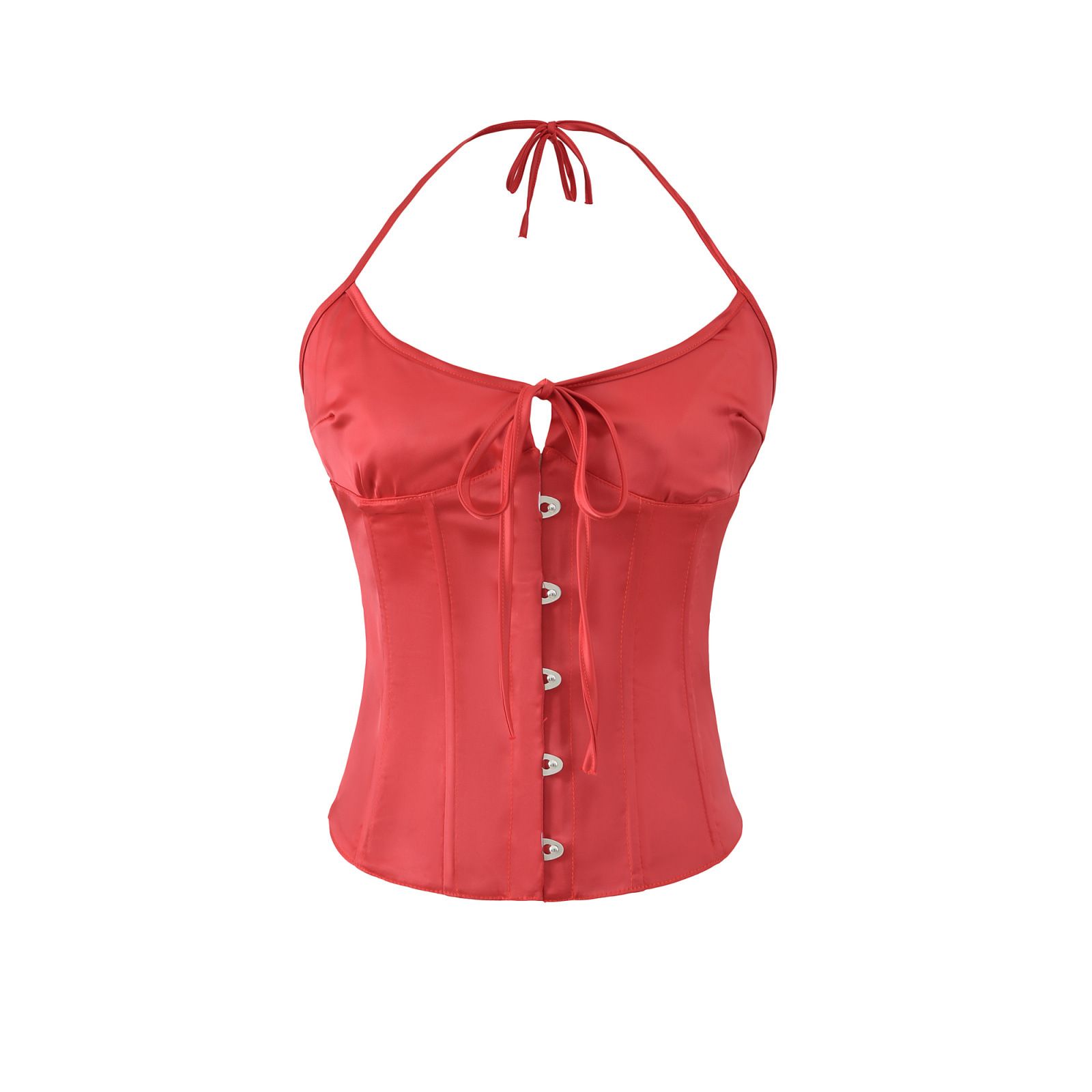 Top a corsetto in raso con spalline sottili regolabili KUN-00003