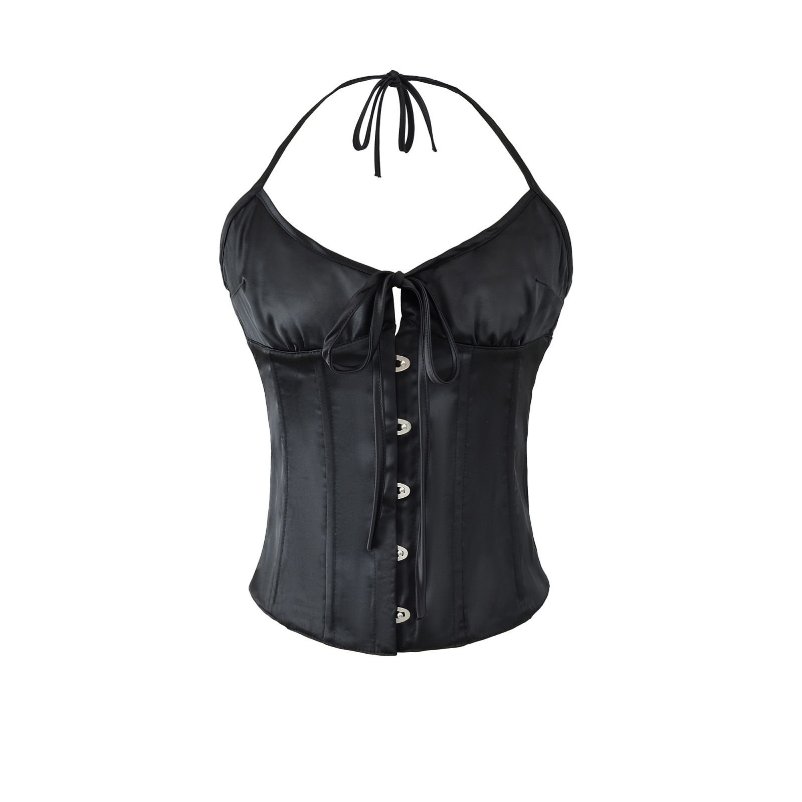 Top a corsetto in raso con spalline sottili regolabili KUN-00003