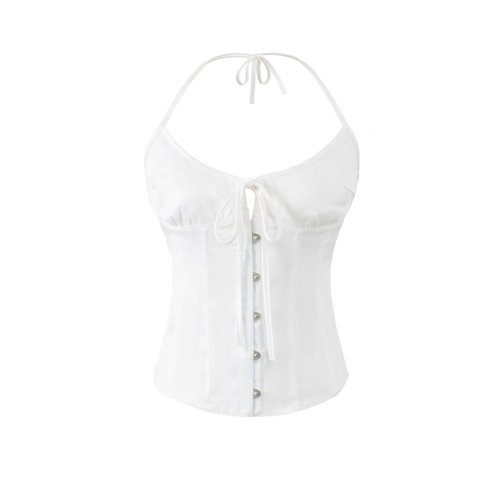Satin Corset Top Adjustable Spaghetti Strap KUN-00003