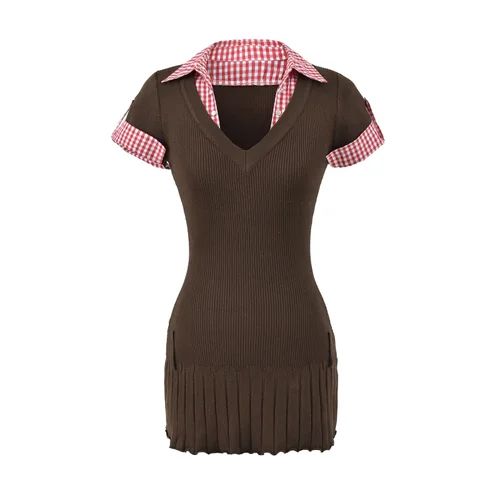 Knitted Sweater Dress - Stylish Casual Patchwork Women's Dress KUN-00017
