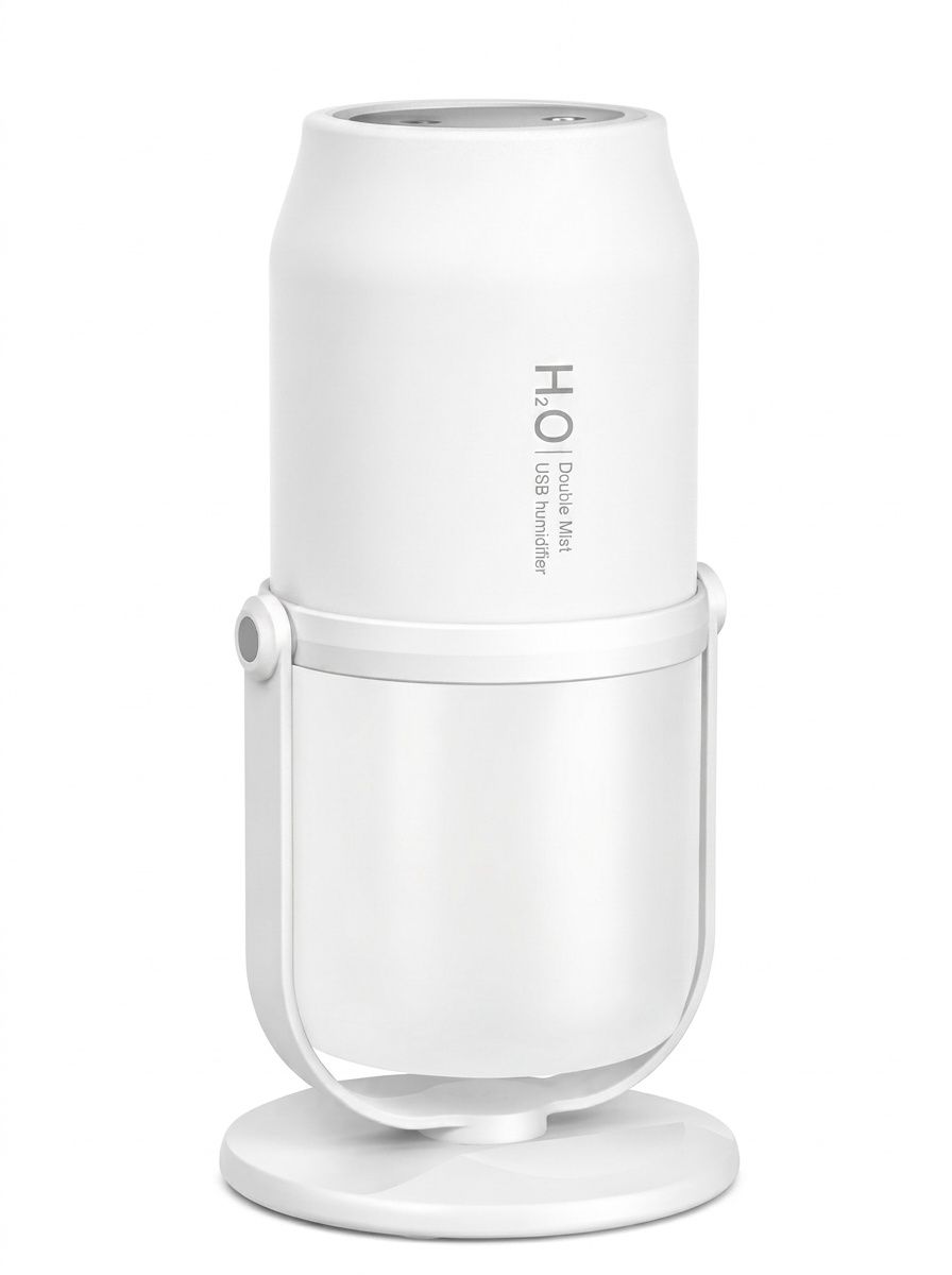 Portable Dual-Mist Wireless Humidifier with 1800mAh Battery & 280ml Tank, White