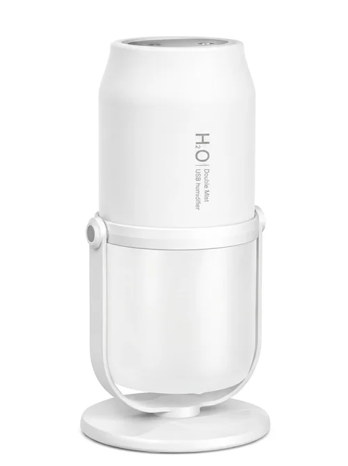 Portable Dual-Mist Wireless Humidifier with 1800mAh Battery & 280ml Tank, White