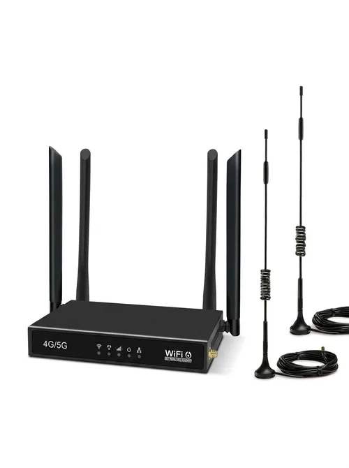 ED123-E 4G LTE WiFi 6 Wireless Router CPE with SIM Card Slot, External Suction Antennas, Ethernet Port, Industrial & Home Use