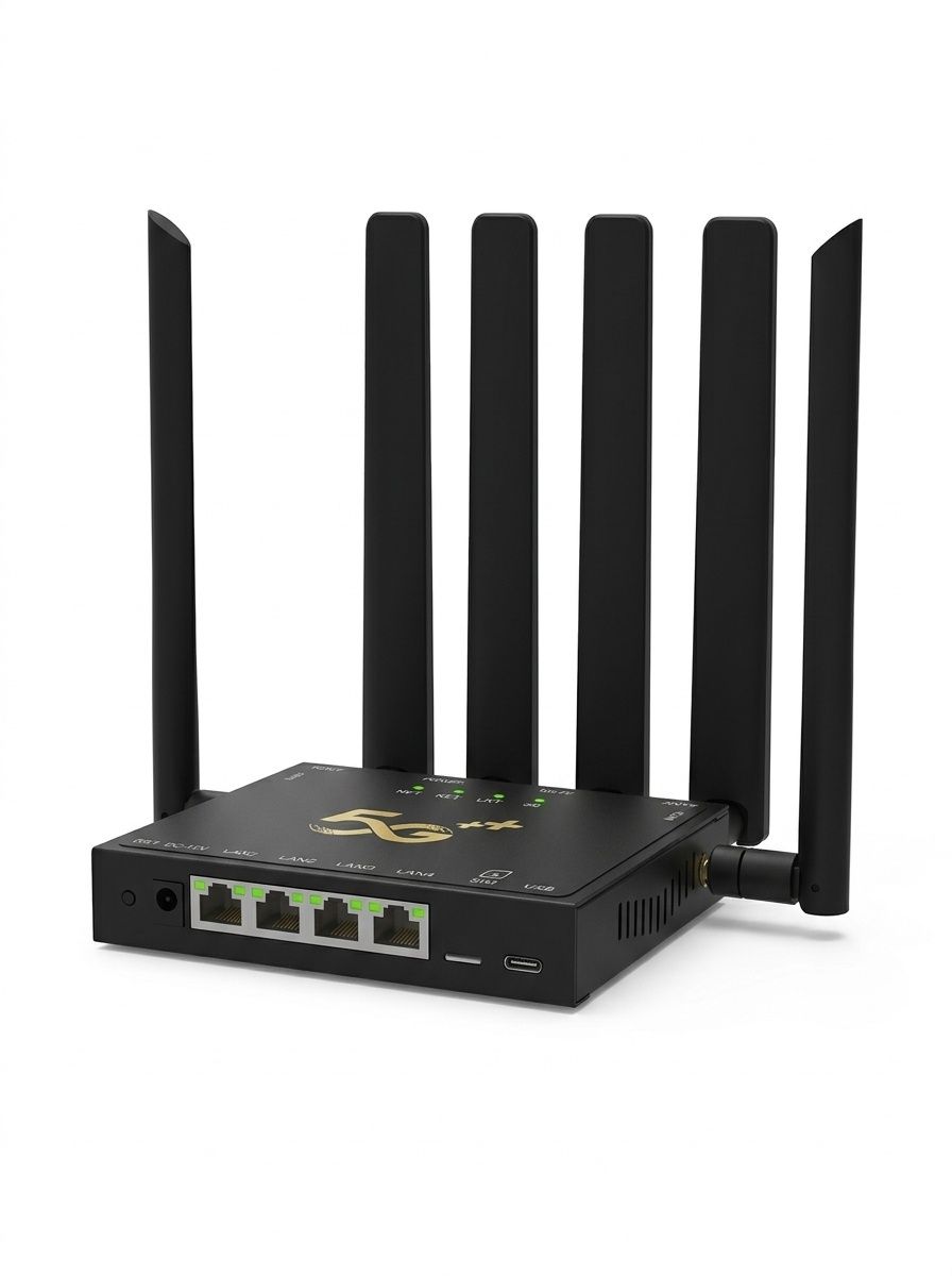 DNXT NR800 5G WiFi 6 Wireless Gateway Router, Qualcomm SDX55 Chipset, Dual-Band 2.4G/5.8G with 6 Antennas, Rugged Metal Housing & SIM Slot
