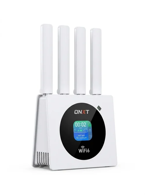 DNXT Q53 4G LTE WiFi 6 Mobile Hotspot Router with LCD Color Screen, 3000mAh Battery, Type-C Fast Charging & SIM Card Slot
