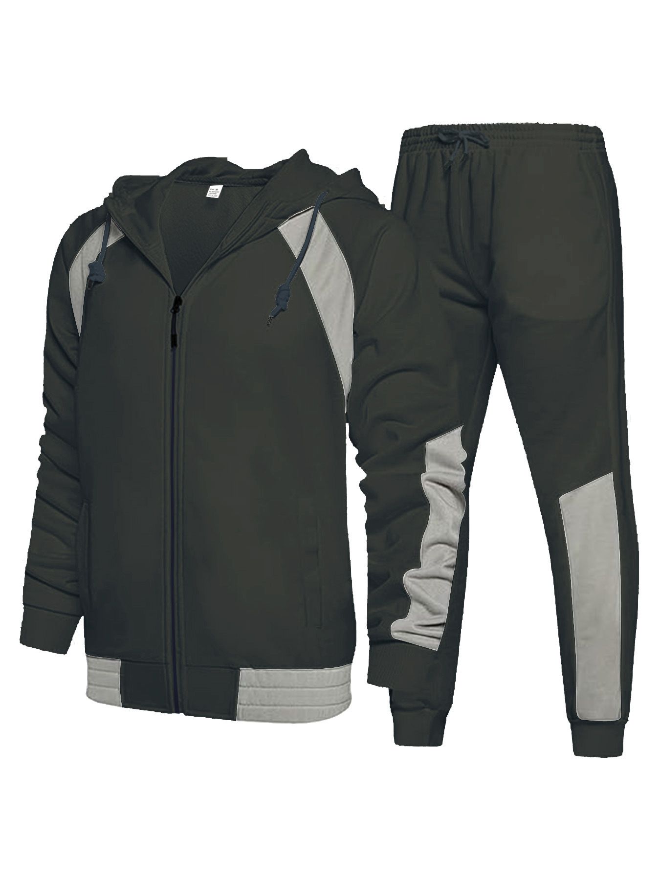 Completo da uomo composto da felpa con cappuccio e pantaloni della tuta a blocchi di colore - Abbigliamento sportivo casual NDF-00010