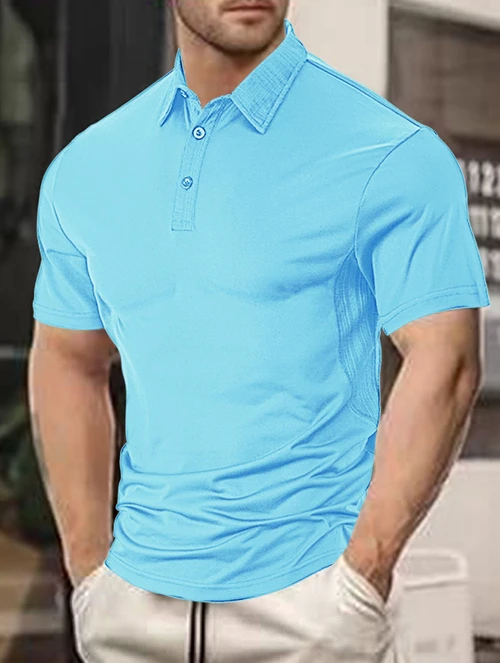 Breathable Summer Polo Shirt - Solid Color Button Down Casual Sports NDF-00004