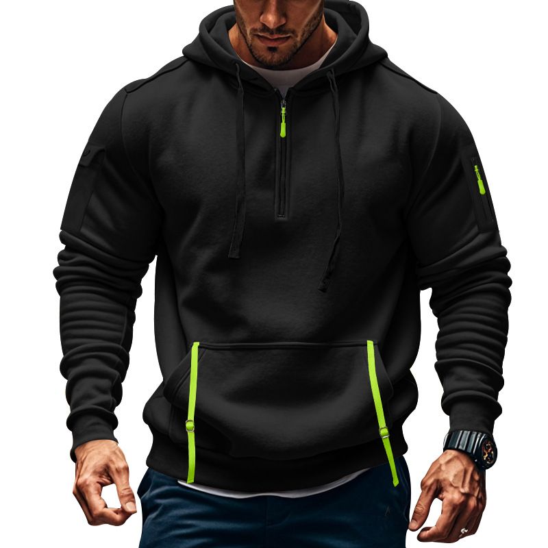 Fleece Men's Hoodie Sweatshirt Zip Up Pullover Multi-Pocket NDF-00004