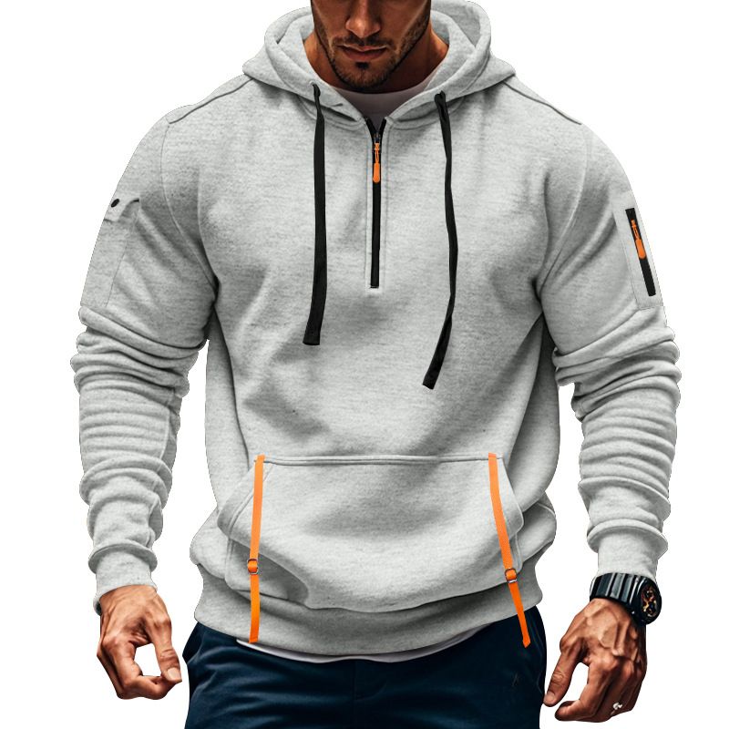 Fleece Men's Hoodie Sweatshirt Zip Up Pullover Multi-Pocket NDF-00004