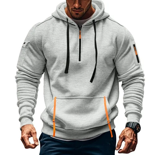 Felpa con cappuccio da uomo in pile con zip e multitasche NDF-00004