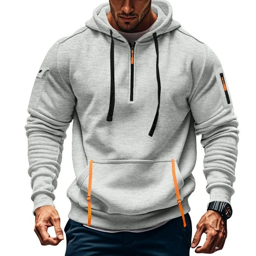 Fleece Men's Hoodie Sweatshirt Zip Up Pullover Multi-Pocket NDF-00004