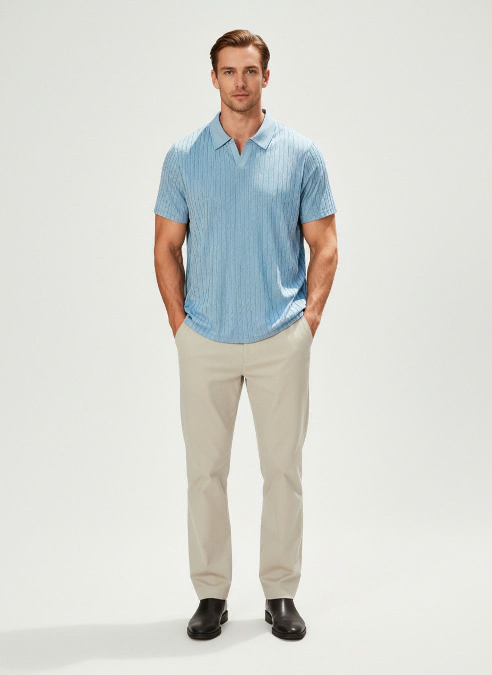 Terry Cloth Striped Short Sleeve Polo Shirt - Breathable Casual Summer Top NDF-00011