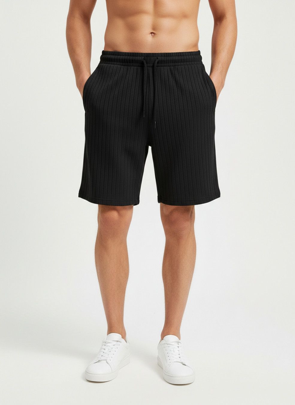 Men's Striped Drawstring Athletic Shorts Multi-Pocket NDF-00001