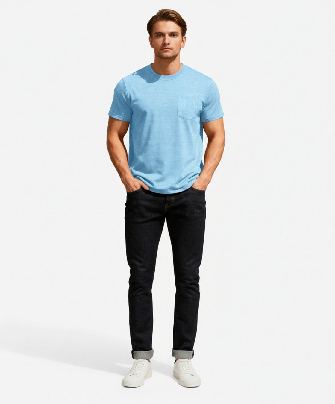 Men's Waffle Knit Crewneck T-Shirt - Breathable & Relaxed Fit NDF-00002