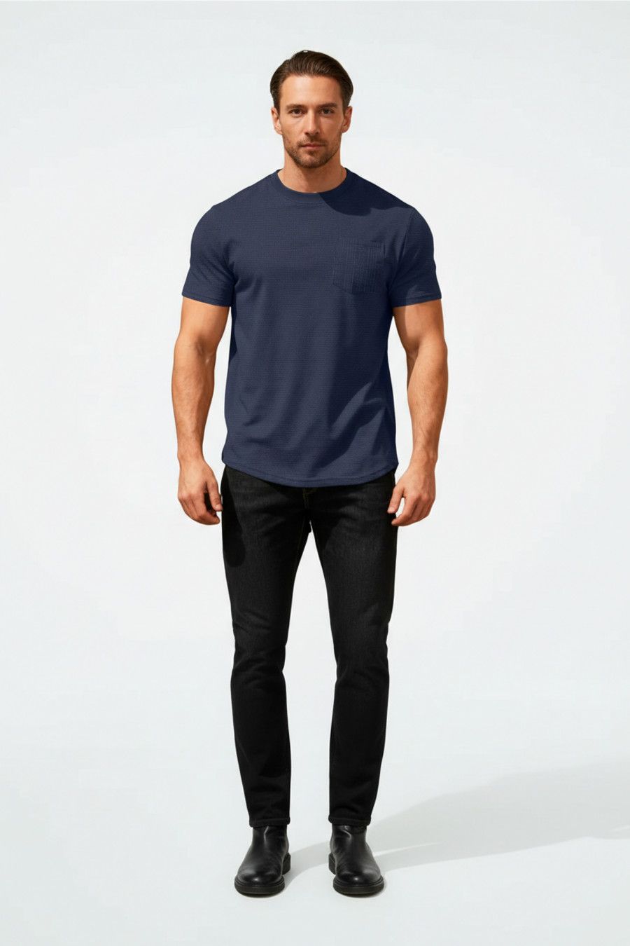 Men's Waffle Knit Crewneck T-Shirt - Breathable & Relaxed Fit NDF-00002