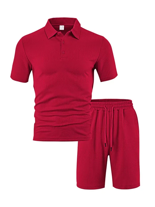 Completo polo da uomo in jacquard a tinta unita - Top estivo dalla vestibilità comoda NDF-00016