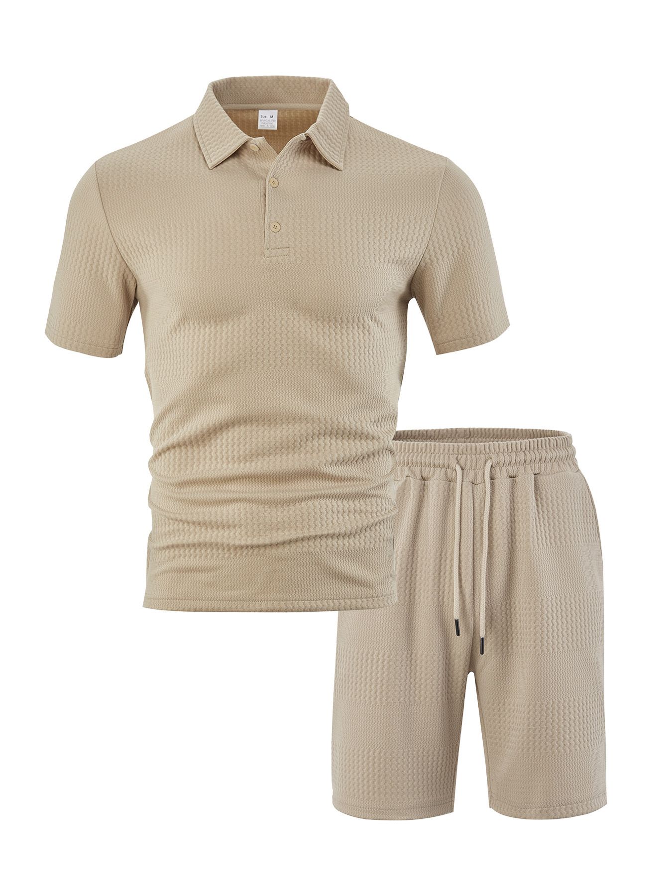 Men's Solid Color Jacquard Polo Shirt Set - Relaxed Fit Summer Top NDF-00016