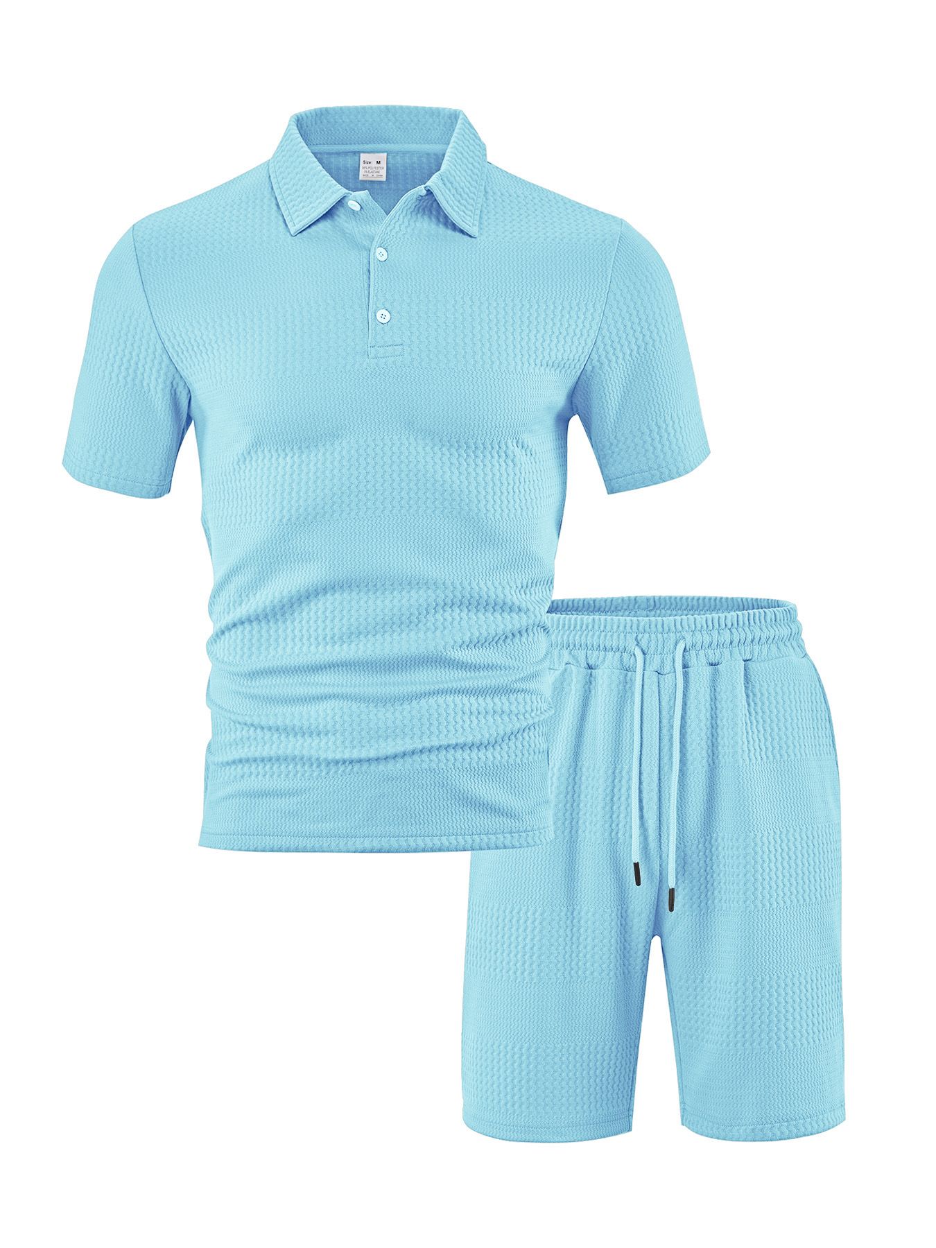 Men's Solid Color Jacquard Polo Shirt Set - Relaxed Fit Summer Top NDF-00016
