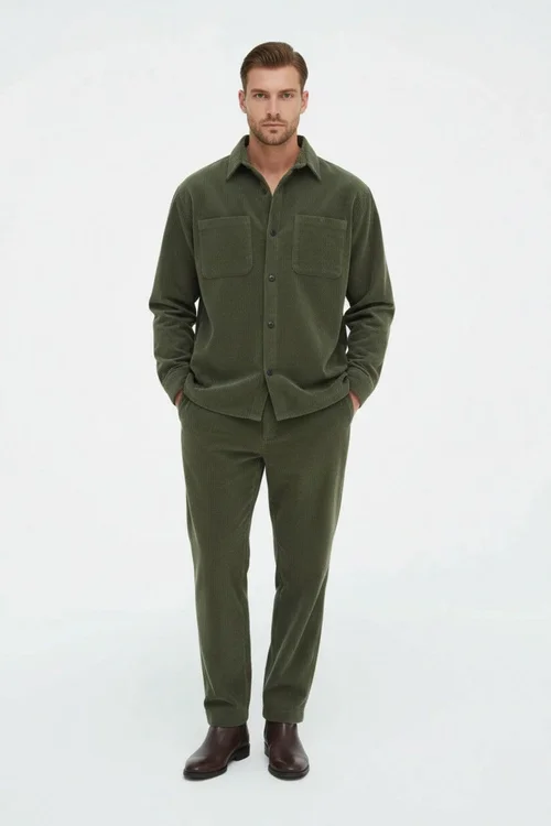 Corduroy Button-Up Shirt - Casual Workwear Style NDF-00017