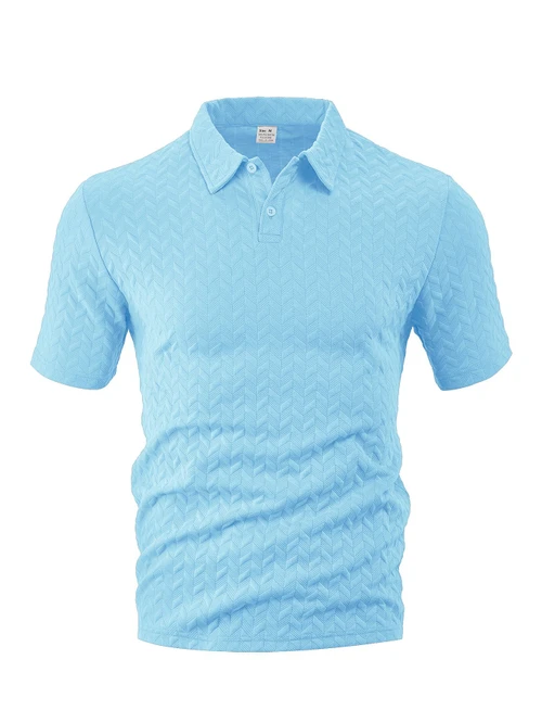 Men's Jacquard Polo Shirt - Slim Fit Summer Short Sleeve NDF-00007