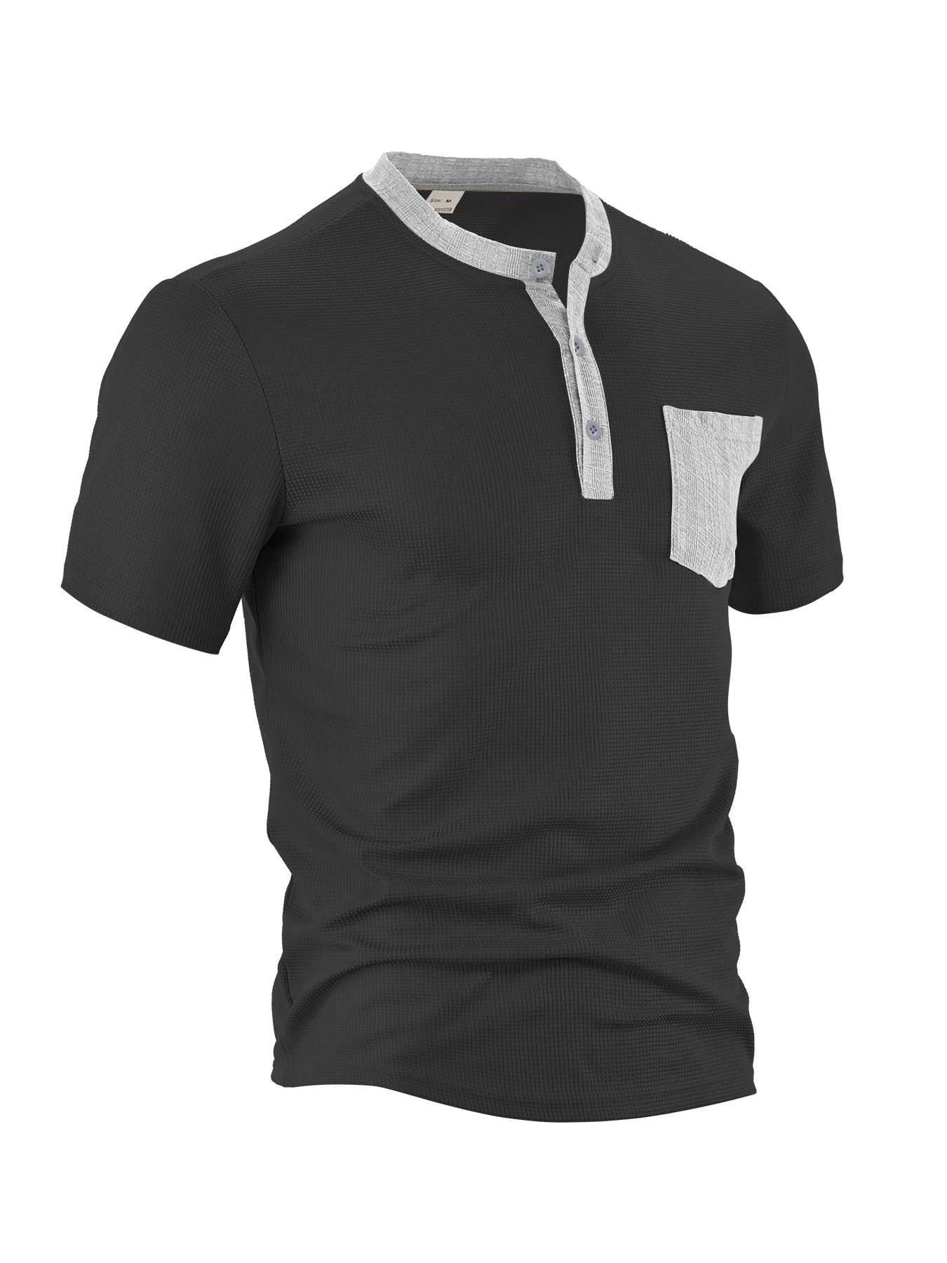 Polyester Waffle Henley Shirt - Summer Slim Fit NDF-00003