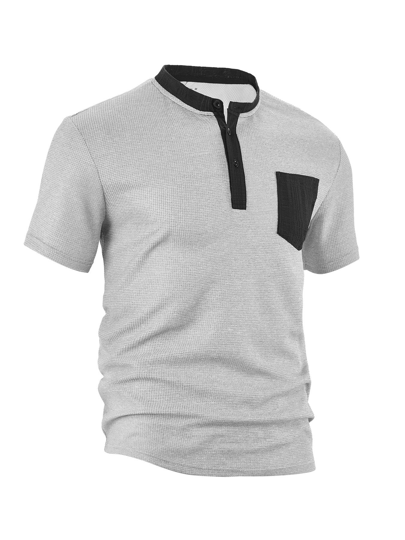 Polyester Waffle Henley Shirt - Summer Slim Fit NDF-00003