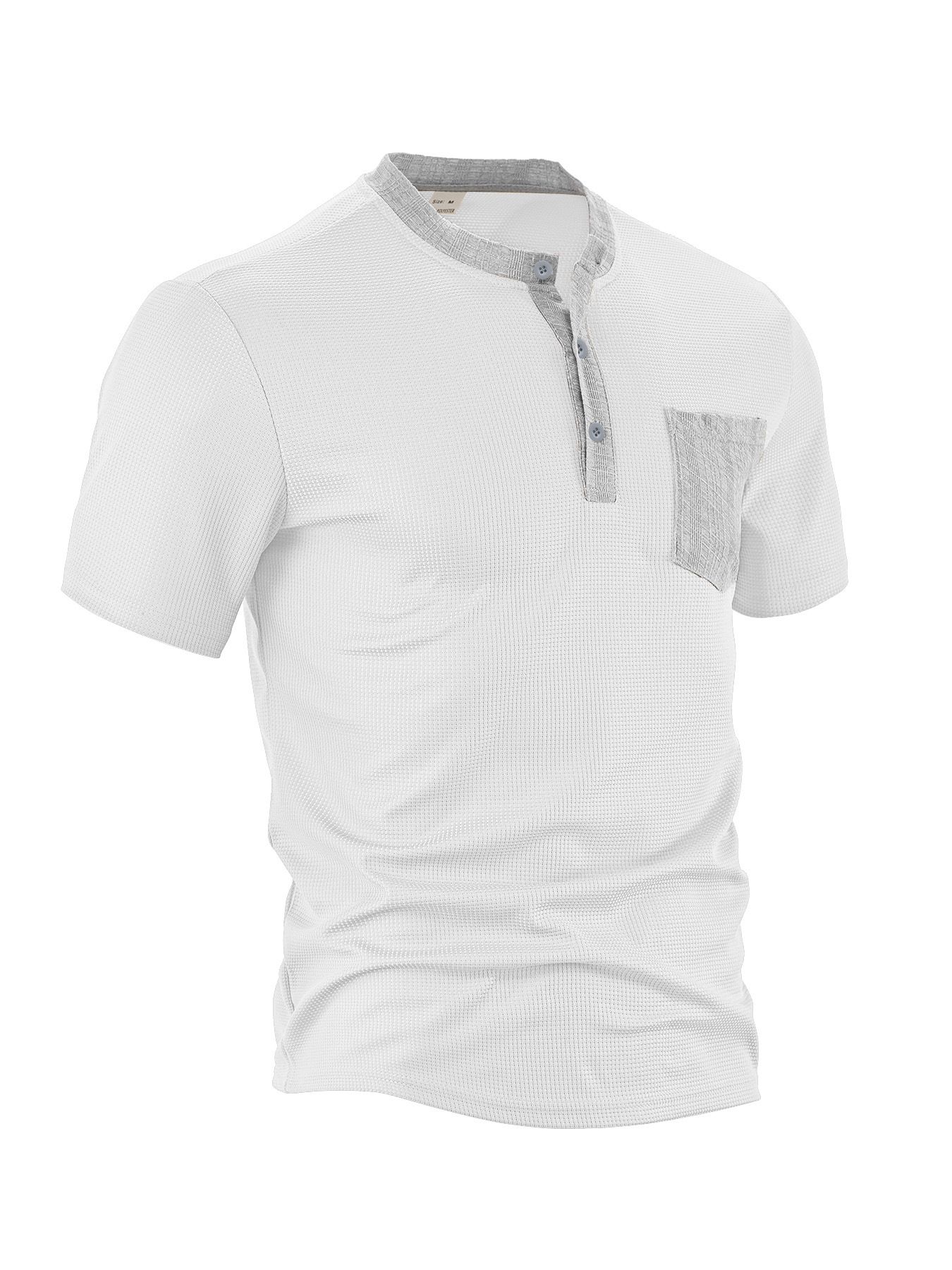 Polyester Waffle Henley Shirt - Summer Slim Fit NDF-00003