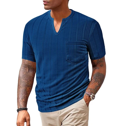Men's Linen Blend V-Neck T-Shirt - Breathable Quick Dry NDF-00004