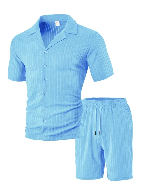 Completo estivo da uomo con pantaloncini da spiaggia casual - Abbigliamento da relax in stile resort NDF-00021