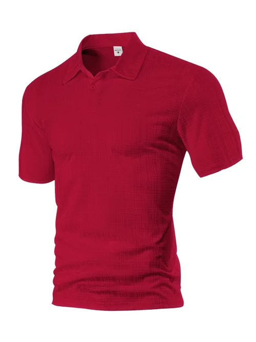Camicia da uomo a maniche corte effetto lino - Leggera, estiva, a quadri NDF-00022
