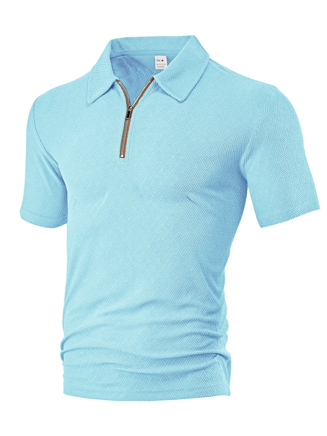 Terry Cloth Short Sleeve Polo Shirt with Zipper NDF-00008
