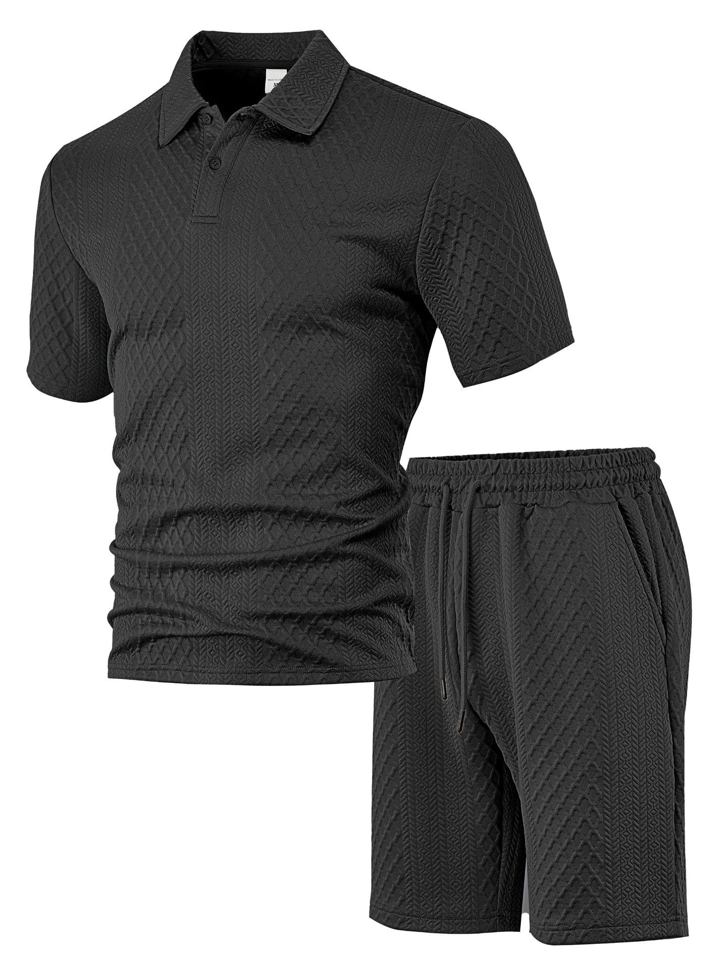 Jacquard Men's Polo Shirt & Shorts Set - Summer Casual Sport NDF-00026