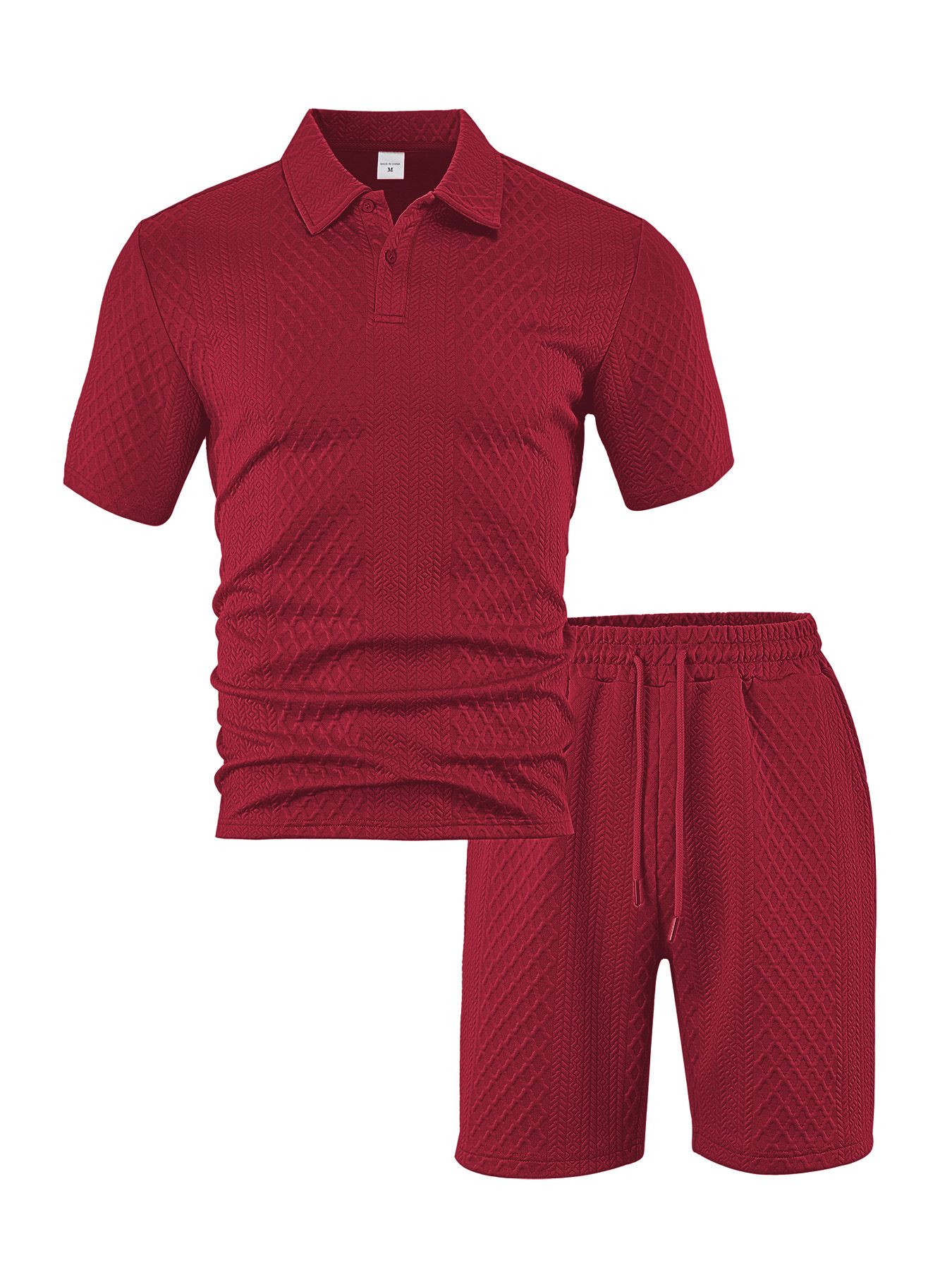 Jacquard Men's Polo Shirt & Shorts Set - Summer Casual Sport NDF-00026