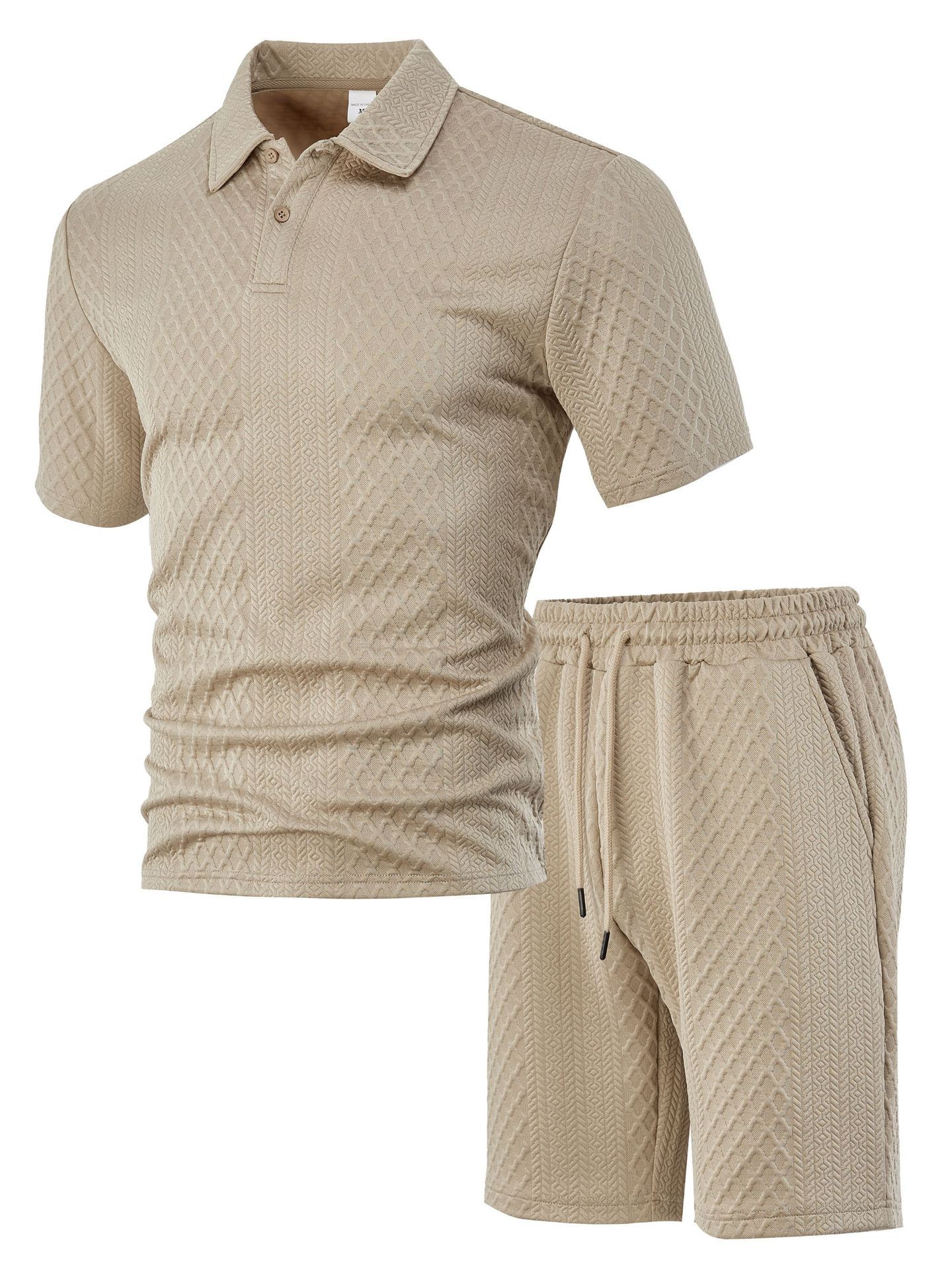 Jacquard Men's Polo Shirt & Shorts Set - Summer Casual Sport NDF-00026