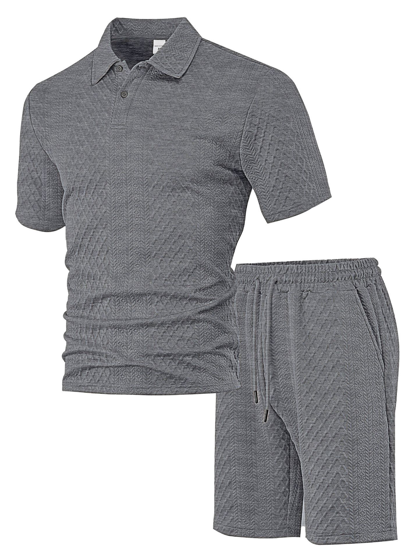Jacquard Men's Polo Shirt & Shorts Set - Summer Casual Sport NDF-00026