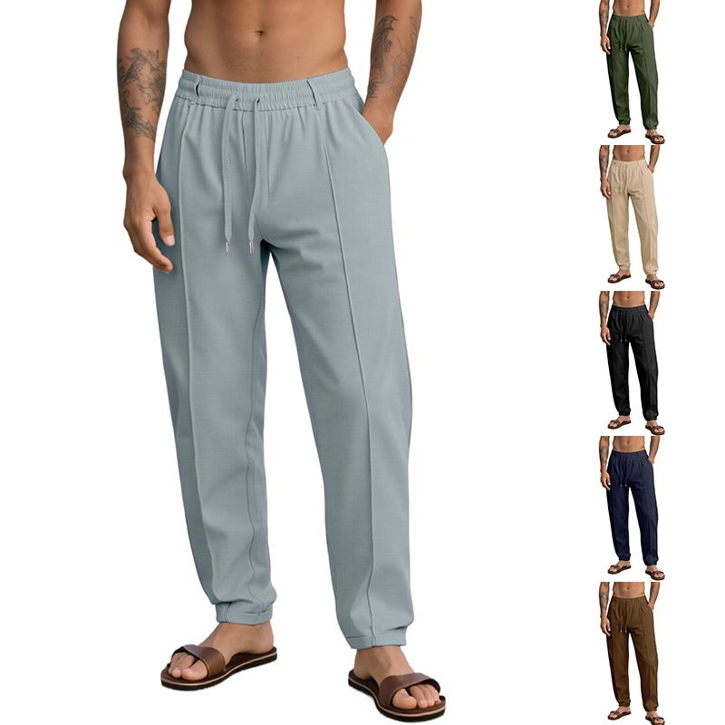 Men's Casual Linen Blend Pants - Lightweight Relaxed Fit NDF-00003