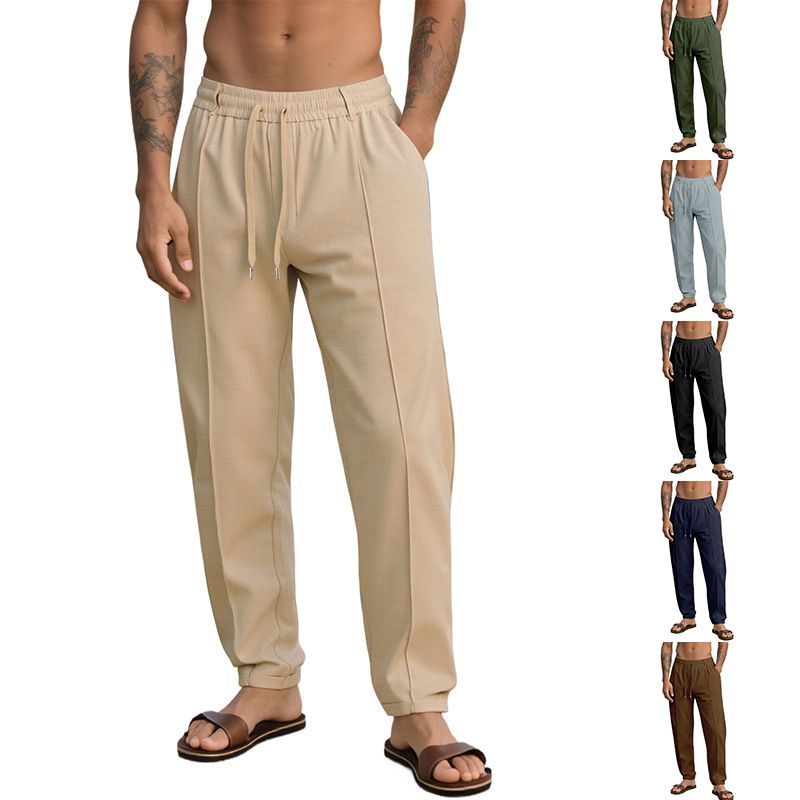 Men's Casual Linen Blend Pants - Lightweight Relaxed Fit NDF-00003