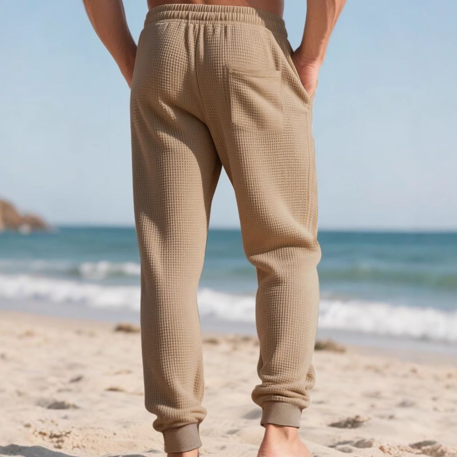 Pantalones largos deportivos para hombre con cordón ajustable y corte holgado de jacquard NDF-00005