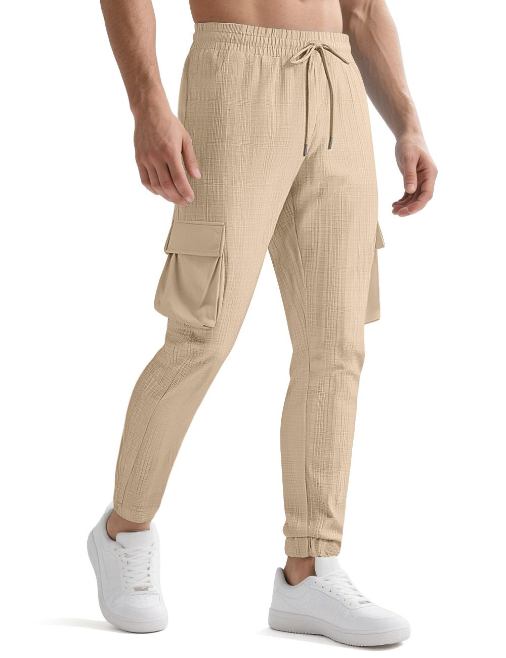 Pantalones cargo casuales de mezcla de lino para hombre - Ligeros y transpirables NDF-00006