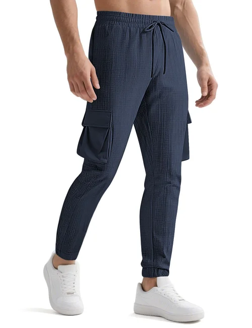 Pantaloni cargo casual da uomo in misto lino - Leggeri e traspiranti NDF-00006