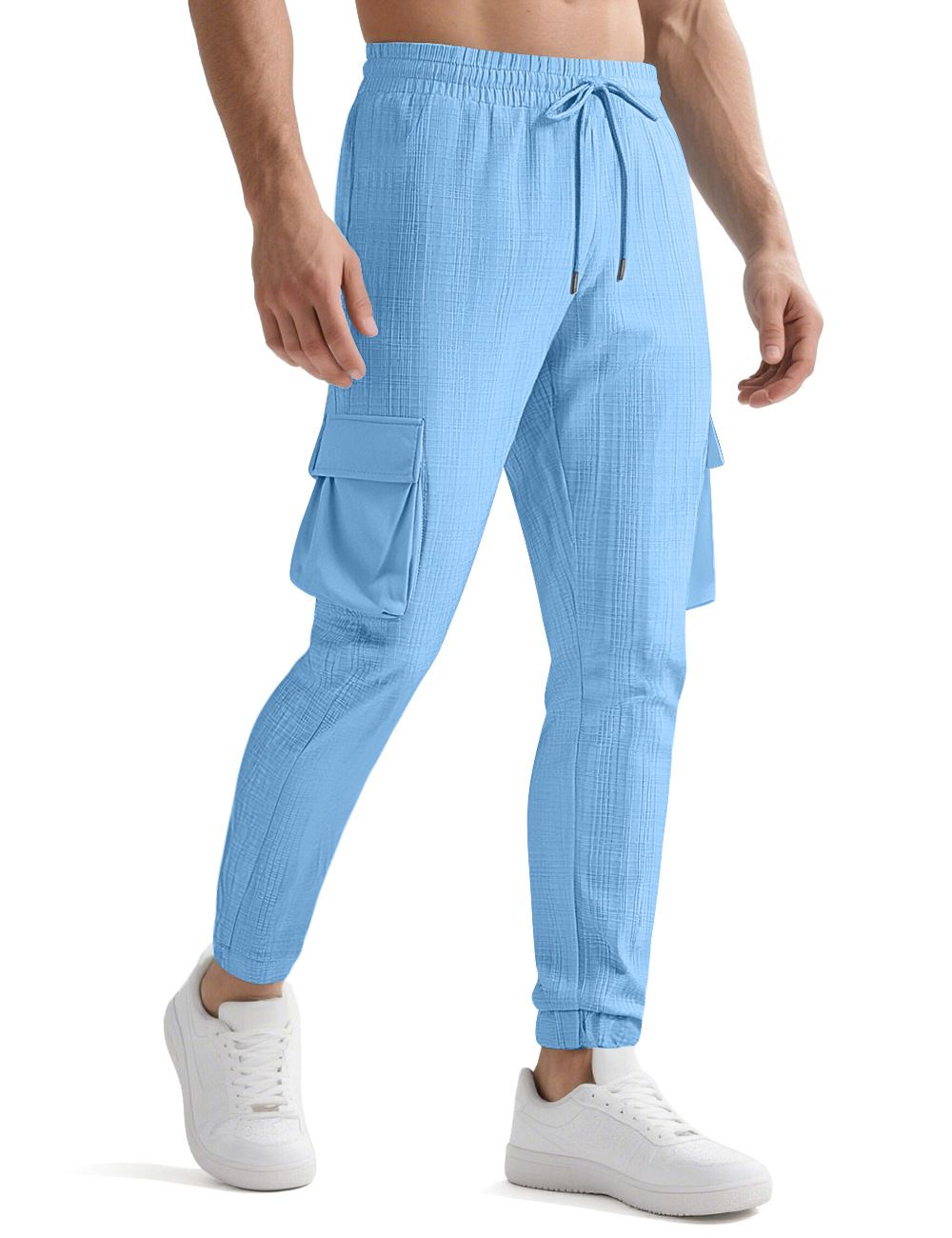 Pantalones cargo casuales de mezcla de lino para hombre - Ligeros y transpirables NDF-00006