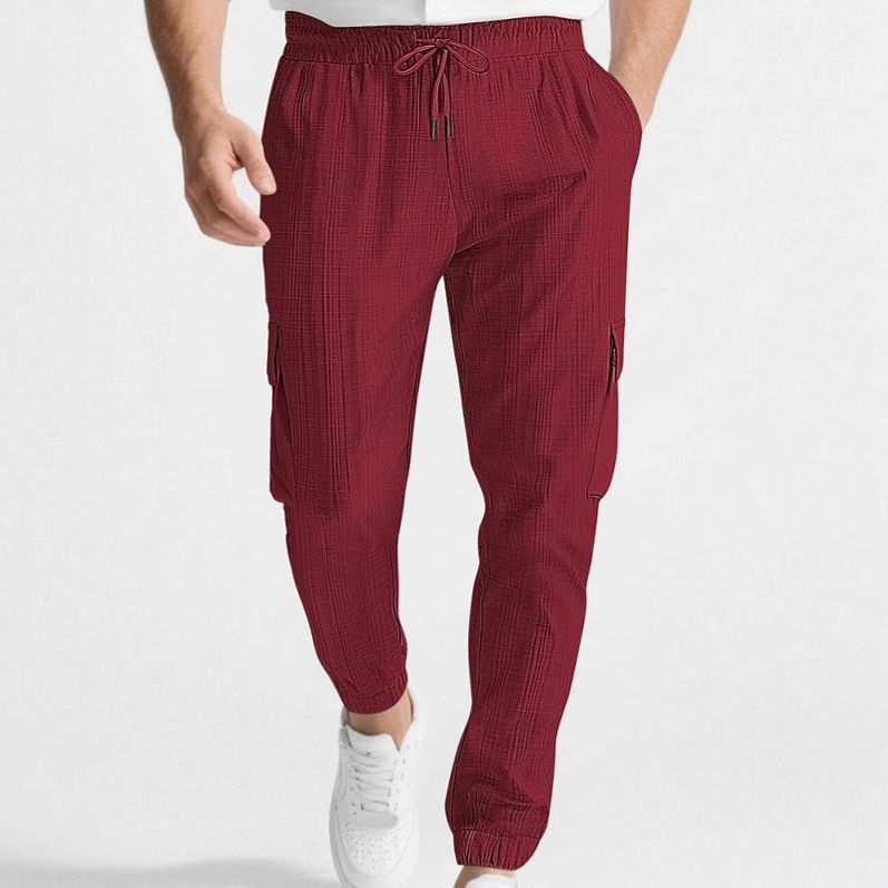 Pantalones cargo casuales de mezcla de lino para hombre - Ligeros y transpirables NDF-00006